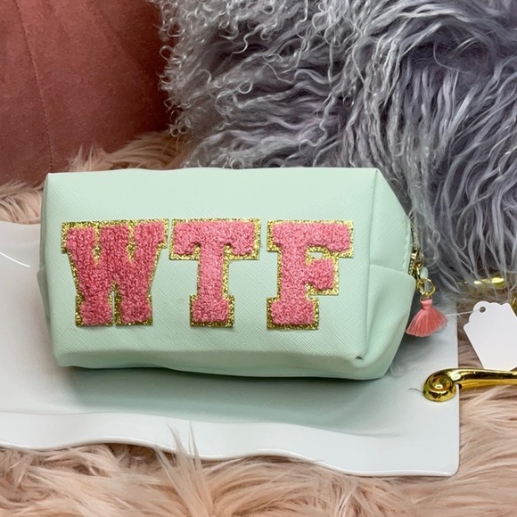 Handbags - Varsity Letter Cosmetics Makeup Bag